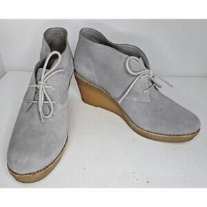 Cole Haan Halley Womens Suede Chukka Gray Wedge Lace Up Booties 9 B